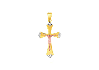 Three Tone Plated Cross Pendant